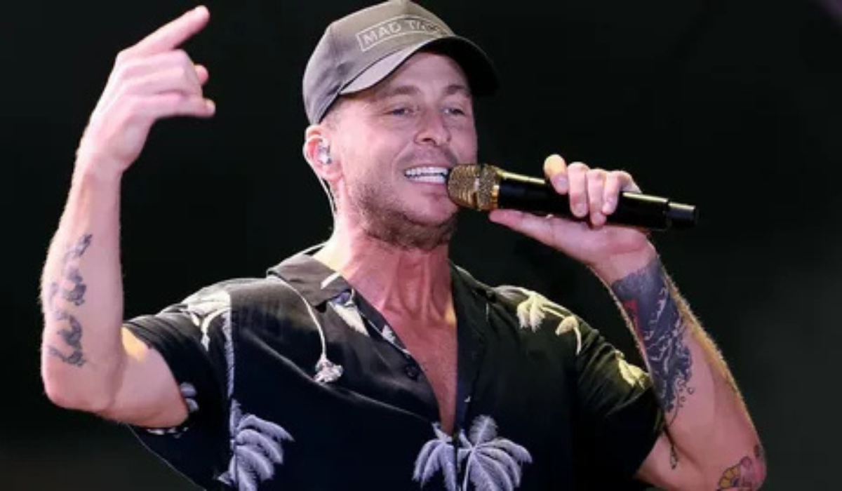 Ryan Tedder singing during a live music concert