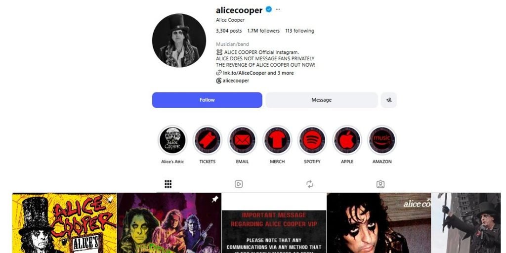 Alice Cooper on Social Media