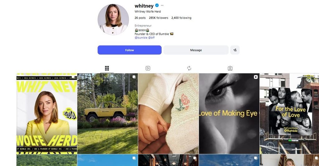 Whitney Wolfe Herd on Social Media